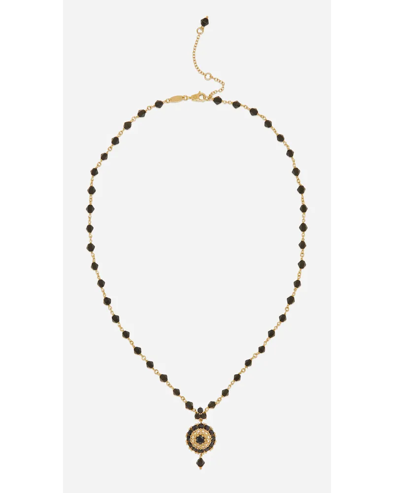 Dolce & Gabbana Collana Sicily Oro Giallo 18 Carati, Giade Nere E Zaffiri Neri - Donna Collane Oro Oro