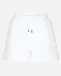 Dolce & Gabbana Shorts In Jersey Con Logo Dg A Rilievo - Donna Pantaloni E Shorts Bianco Bianco