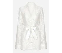 Camicia Pigiama In Pizzo Cordonetto Floreale - Donna Camicie E Top Bianco