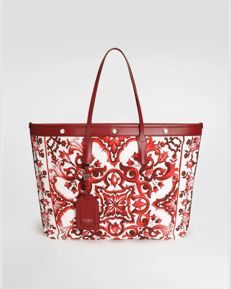 Dolce & Gabbana Borsa Shopping Atene In Canvas Stampa Maiolica - Uomo Borse Shopping Multicolore Multicolore