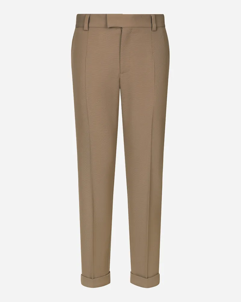Dolce & Gabbana Pantalone Sartoriale In Gabardine - Uomo Pantaloni E Shorts Grigio Marrone-grigio
