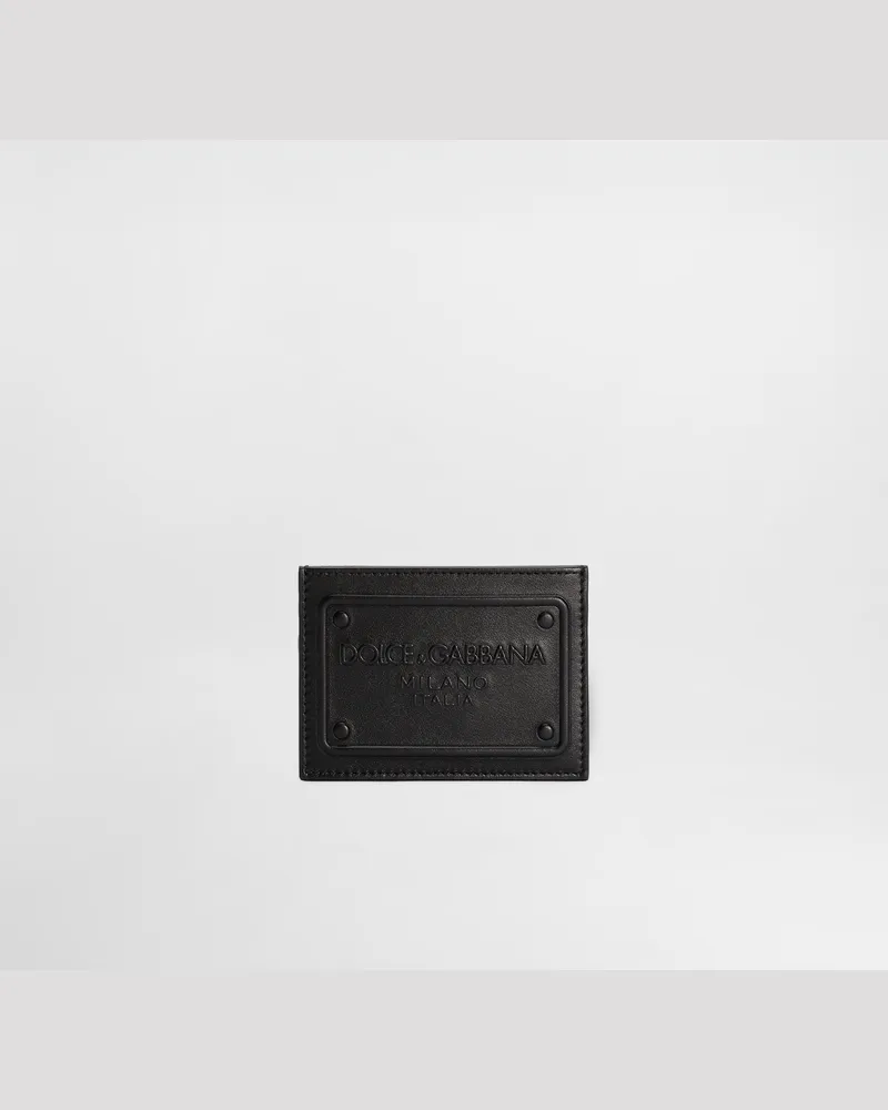 Dolce & Gabbana Portacarte In Pelle Di Vitello Con Logo In Rilievo - Uomo Portafogli E Piccola Pelletteria Nero Pelle Nero