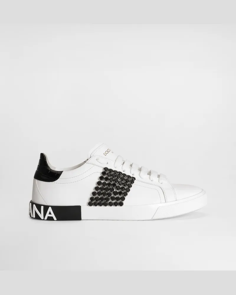 Dolce & Gabbana Sneaker Portofino Vintage In Pelle Di Vitello - Donna Sneaker Nero Bianco