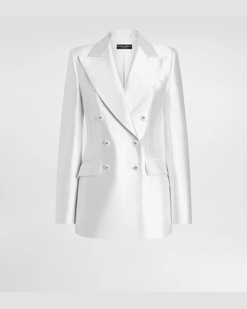 Dolce & Gabbana Giacca Doppiopetto In Seta - Donna Giacche E Blazer Bianco Bianco