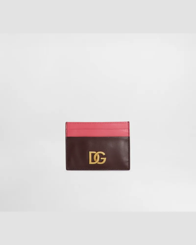 Dolce & Gabbana Portacarte In Pelle Di Vitello Con Logo Dg - Donna Portafogli E Piccola Pelletteria Bordeaux Bordeaux