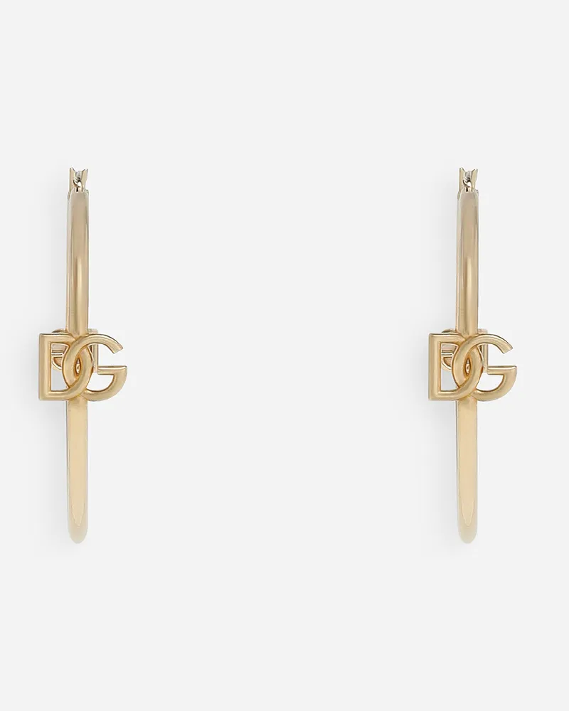 Dolce & Gabbana Orecchini Creola Con Logo Dg - Donna Bijoux Oro Metallo Oro