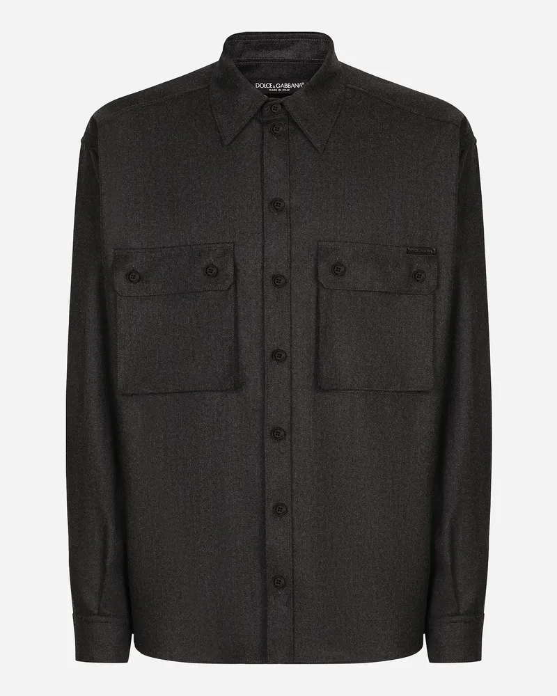 Dolce & Gabbana Camicia Over In Flanella - Uomo Camicie Grigio Melange