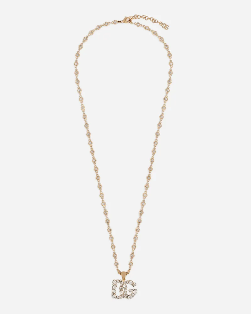 Dolce & Gabbana Collana Con Logo Dg In Strass - Donna Bijoux Oro Metallo Oro