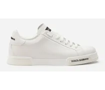 Dolce & Gabbana Sneaker Portofino In Vitello Nappato - Uomo Sneaker Bianco Pelle Bianco