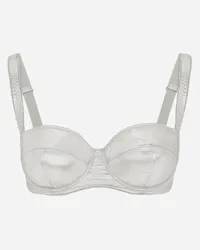 Dolce & Gabbana Reggiseno A Balconcino In Jersey Laminato - Donna Intimo Argento Jersey Argento