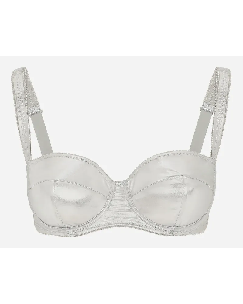 Dolce & Gabbana Reggiseno A Balconcino In Jersey Laminato - Donna Intimo Argento Jersey Argento