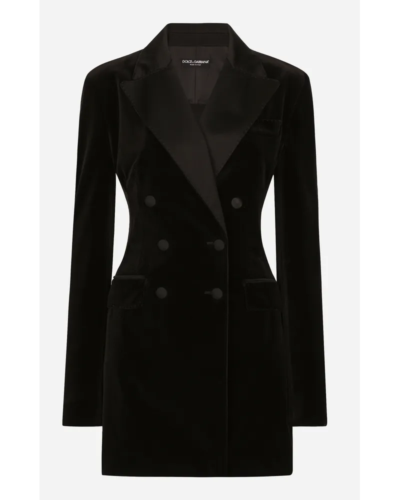 Dolce & Gabbana Giacca Turlington Doppiopetto In Velluto - Donna Giacche E Blazer Nero Nero