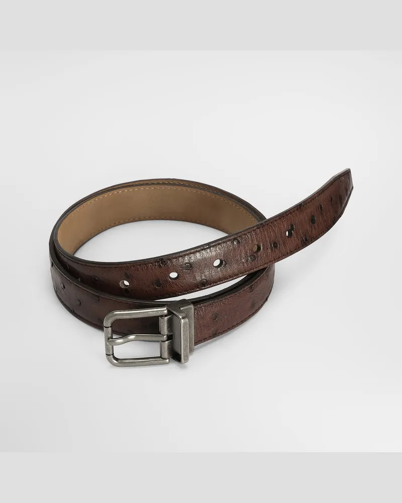 Dolce & Gabbana Cintura In Pelle Di Struzzo - Uomo Cinture Marrone Castagna