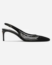 Dolce & Gabbana Sling Back In Rete E Vernice - Donna Décolleté E Slingback Nero Nero