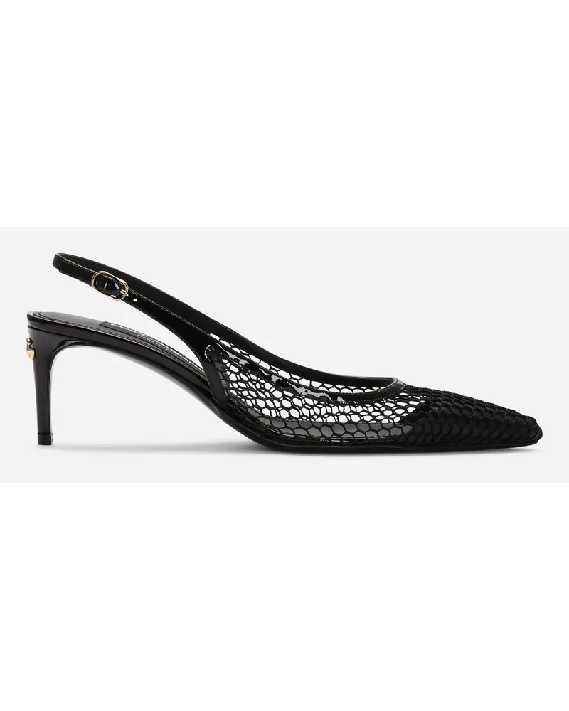 Dolce & Gabbana Sling Back In Rete E Vernice - Donna Décolleté E Slingback Nero Nero