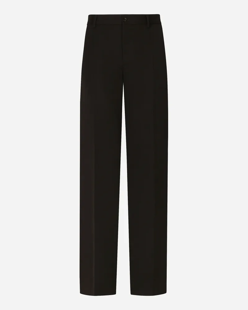 Dolce & Gabbana Pantalone Gamba Dritta In Lana - Uomo Nero Lana Nero