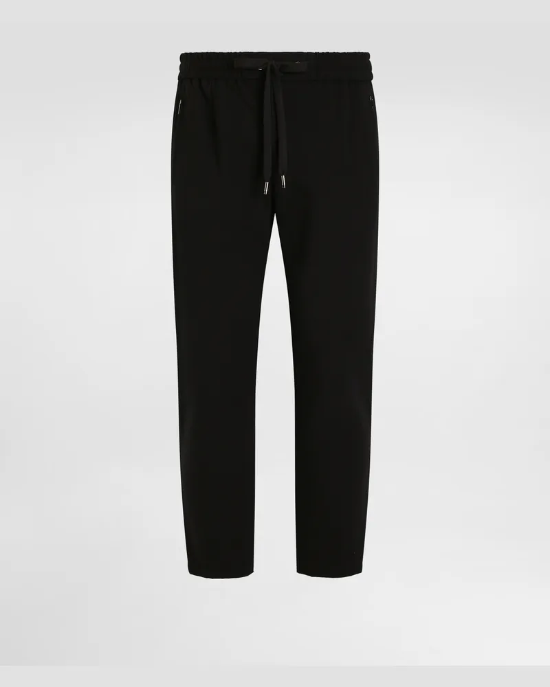 Dolce & Gabbana Pantalone Jogging Jersey Con Patch Dg - Uomo Pantaloni E Shorts Nero Viscosa Nero