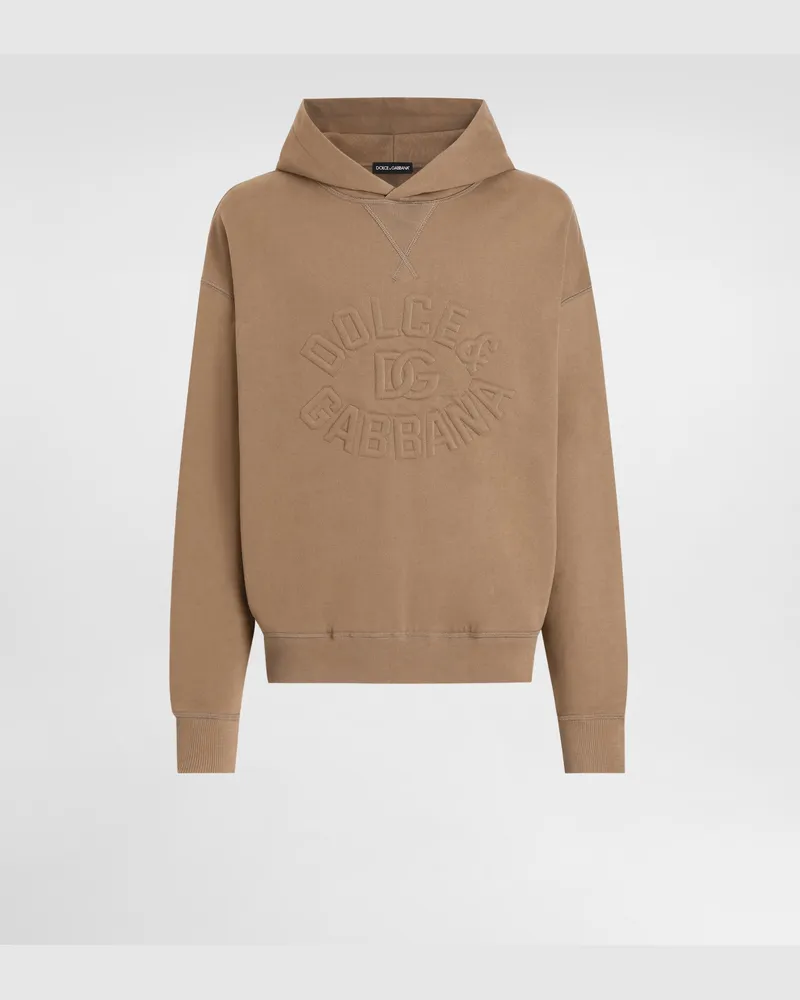 Dolce & Gabbana Felpa Con Cappuccio In Cotone Con Logo - Uomo Felpe Marrone Marrone
