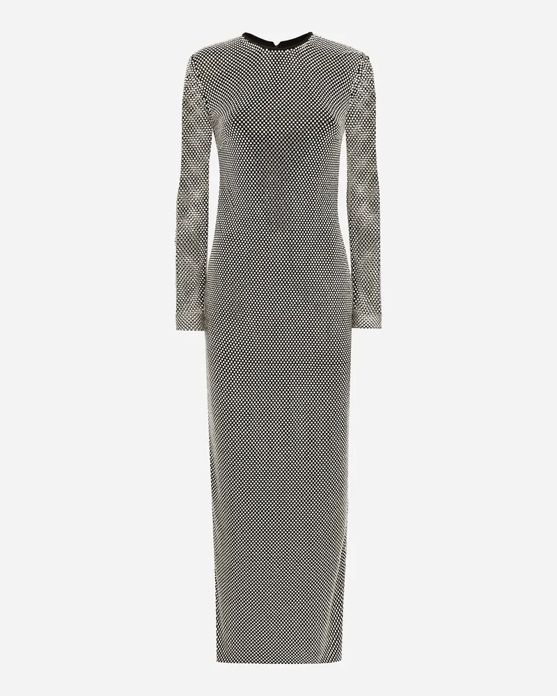 Dolce & Gabbana Abito Lungo In Crystal Mesh - Donna Abiti Argento Argento
