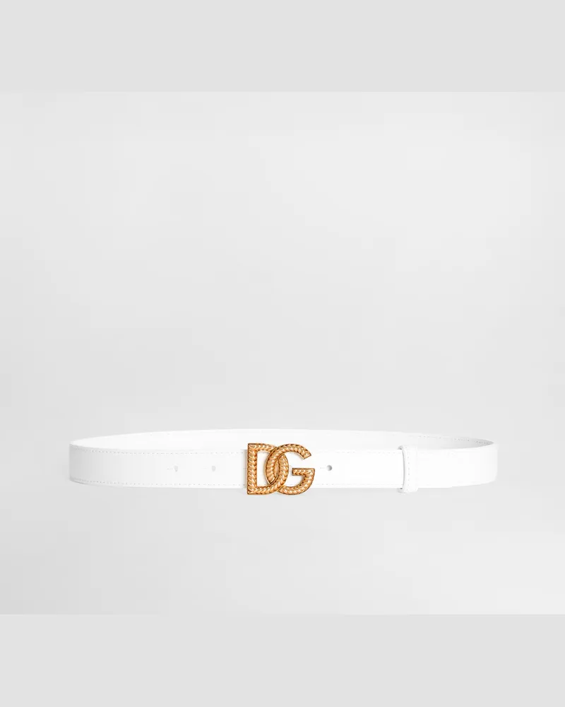 Dolce & Gabbana Cintura In Pelle Di Vitello - Donna Cinture Bianco Pelle Bianco