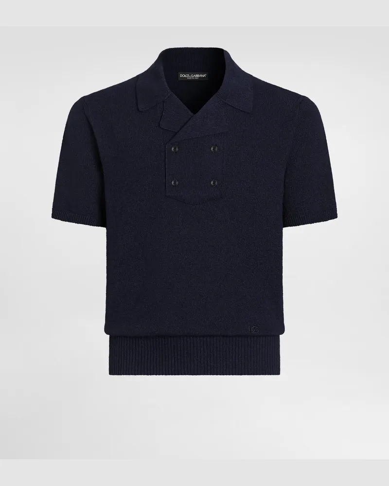 Dolce & Gabbana Polo In Misto Cotone E Lino - Uomo Maglieria Blu Blu
