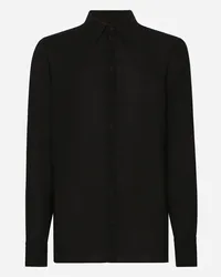 Dolce & Gabbana Camicia Martini In Charmeuse Stretch - Uomo Camicie Nero Tessuto Nero