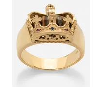 Anello Crown Con Corona E Occhio Di Ferro - Uomo Anelli Oro