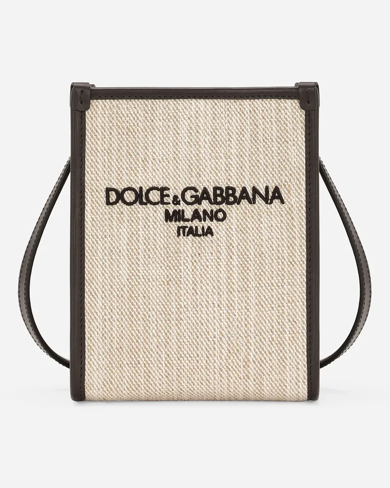 Dolce & Gabbana Shopping Piccola In Canvas - Uomo Borse Shopping Beige Cotone Sabbia