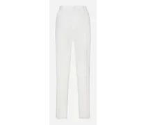 Pantalone Cotone Stretch Con Placca Logata - Uomo Pantaloni E Shorts Bianco Cotone