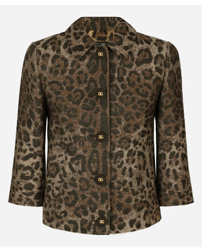 Dolce & Gabbana Giacca Gabbana In Lana Jacquard Leopardo - Donna Giacche E Blazer Stampa Animalier Lana Tess.accoppiato-doub