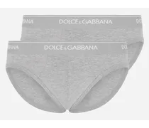 Bi-pack Slip Underwear In Cotone Stretch - Uomo Intimo E Loungewear Grigio