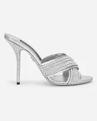 Dolce & Gabbana Mule In Crystal Mesh - Donna Slide E Mule Argento Raso Argento