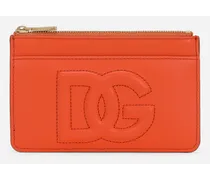 Portacarte Dg Logo Medio - Donna Portafogli E Piccola Pelletteria Arancione Pelle