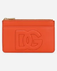 Dolce & Gabbana Portacarte Dg Logo Medio - Donna Portafogli E Piccola Pelletteria Arancione Pelle Arancio