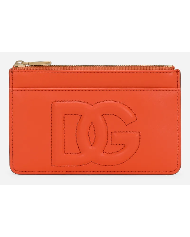 Dolce & Gabbana Portacarte Dg Logo Medio - Donna Portafogli E Piccola Pelletteria Arancione Pelle Arancio