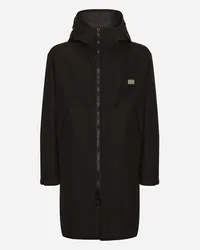 Dolce & Gabbana Parka In Nylon Con Cappuccio E Placca Logata - Uomo Cappotti E Giubbotti Nero Tessuto Nero