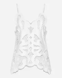 Dolce & Gabbana Top In Cotone Con Ricamo Cut Out - Donna Camicie E Top Bianco Bianco