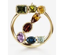 Dolce & Gabbana Rainbow Alphabet Z Ring In Yellow Gold With Multicolor Fine Gems - Donna Anelli Oro Oro