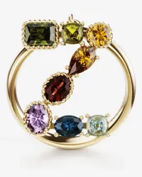 Dolce & Gabbana Rainbow Alphabet Z Ring In Yellow Gold With Multicolor Fine Gems - Donna Anelli Oro Oro