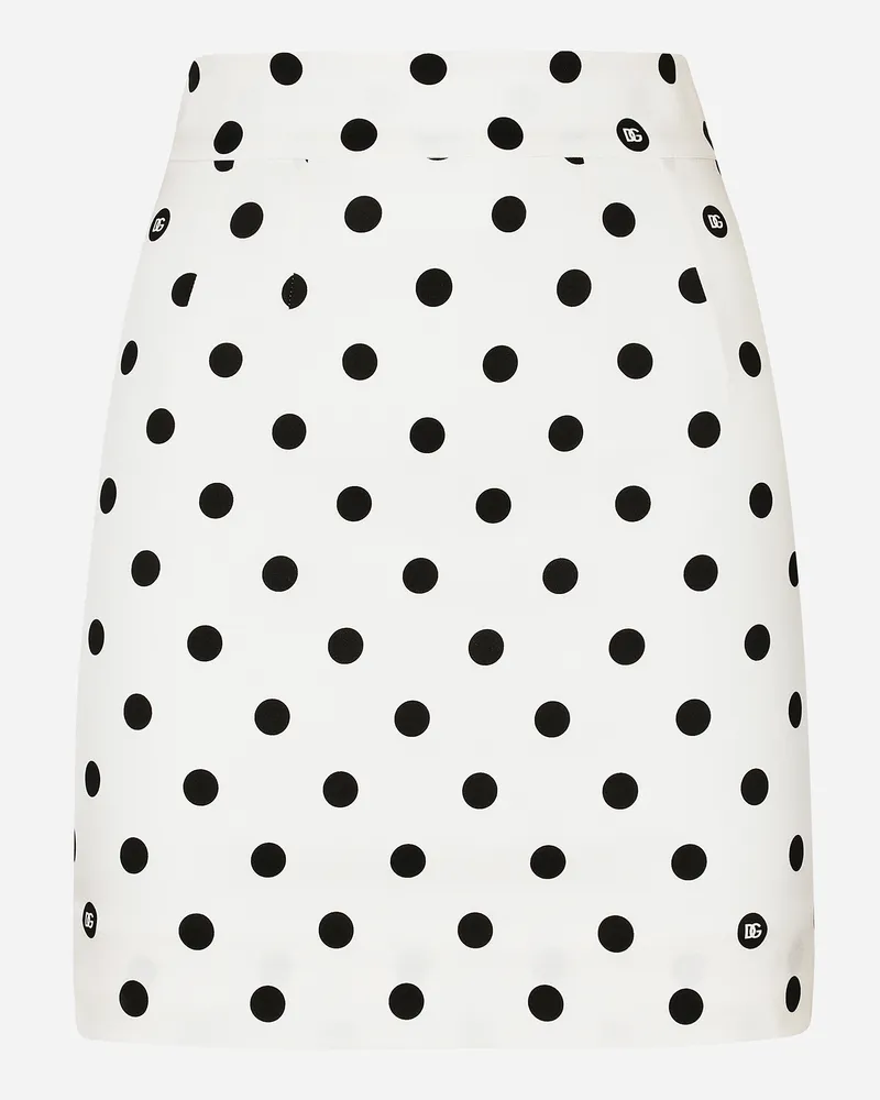 Dolce & Gabbana Gonna Corta In Charmeuse Stampa Pois - Donna Gonne Stampa Stampa