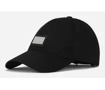 Cappello Da Baseball Cotone Con Placca Logata - Uomo Cappelli E Guanti Nero Cotone