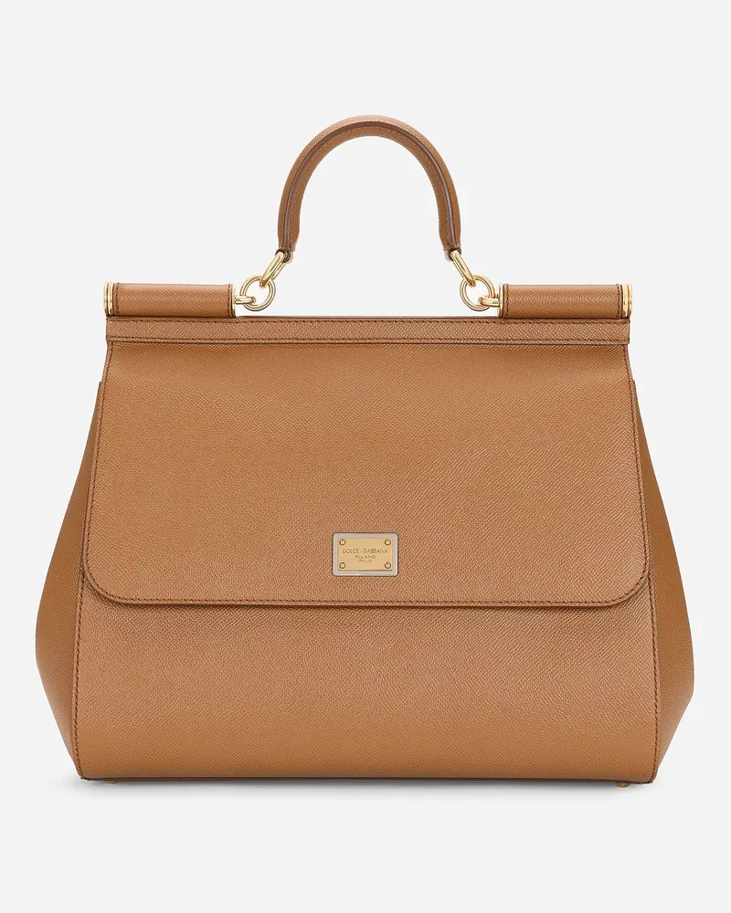 Dolce & Gabbana Borsa A Mano Sicily Maxi - Donna Borse A Mano Marrone Pelle Caramello