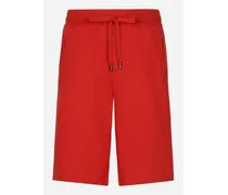 Bermuda Jogging In Jersey Con Placca Logata - Uomo Pantaloni E Shorts Rosso Cotone