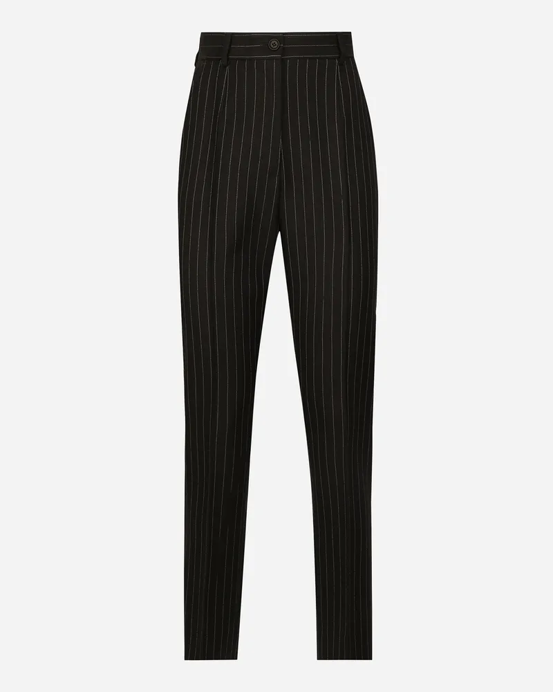 Dolce & Gabbana Pantaloni Sartoriali In Gessato Di Lana - Donna Pantaloni E Shorts Multicolore Rigato