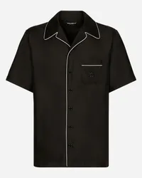 Dolce & Gabbana Camicia In Twill Di Seta Con Ricamo Dg - Uomo Camicie Nero Nero