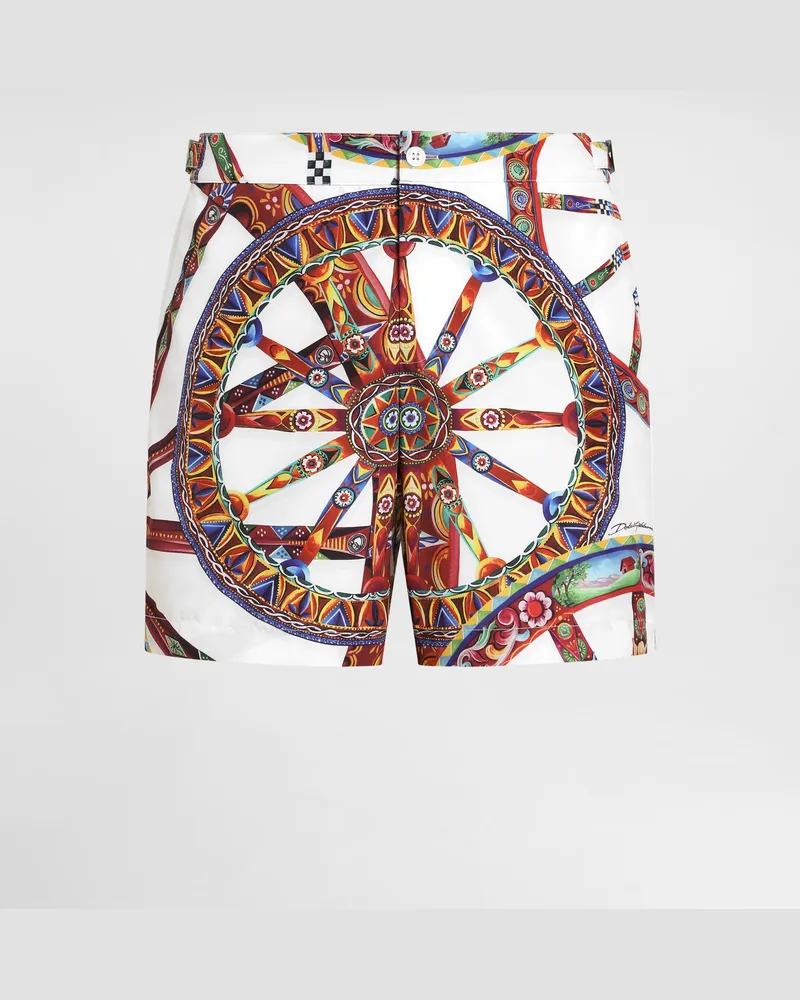 Dolce & Gabbana Boxer Da Mare Stampa Carretto - Uomo Beachwear Multicolore Multicolore