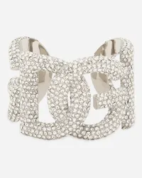 Dolce & Gabbana Bracciale Rigido In Strass Con Logo Dg - Donna Bijoux Argento Metallo Argento