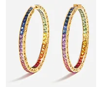 Multi-colored Sapphire Hoop Earrings - Donna Orecchini Oro Oro