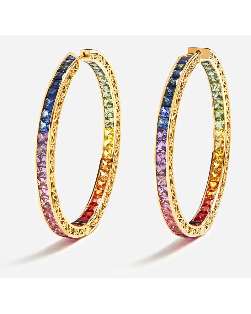 Dolce & Gabbana Multi-colored Sapphire Hoop Earrings - Donna Orecchini Oro Oro Oro