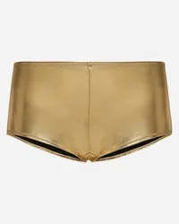 Dolce & Gabbana Culotte Vita Bassa In Jersey Laminato - Donna Pantaloni E Shorts Oro Jersey Oro